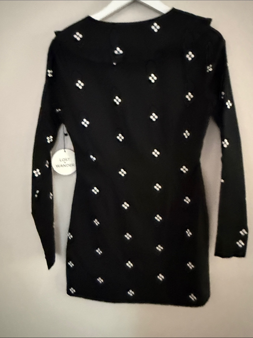 Lost + Wander Nightshade Black Embroidered Long Sleeve Mini Dress-[LA0753-0754] - Picture 5 of 6